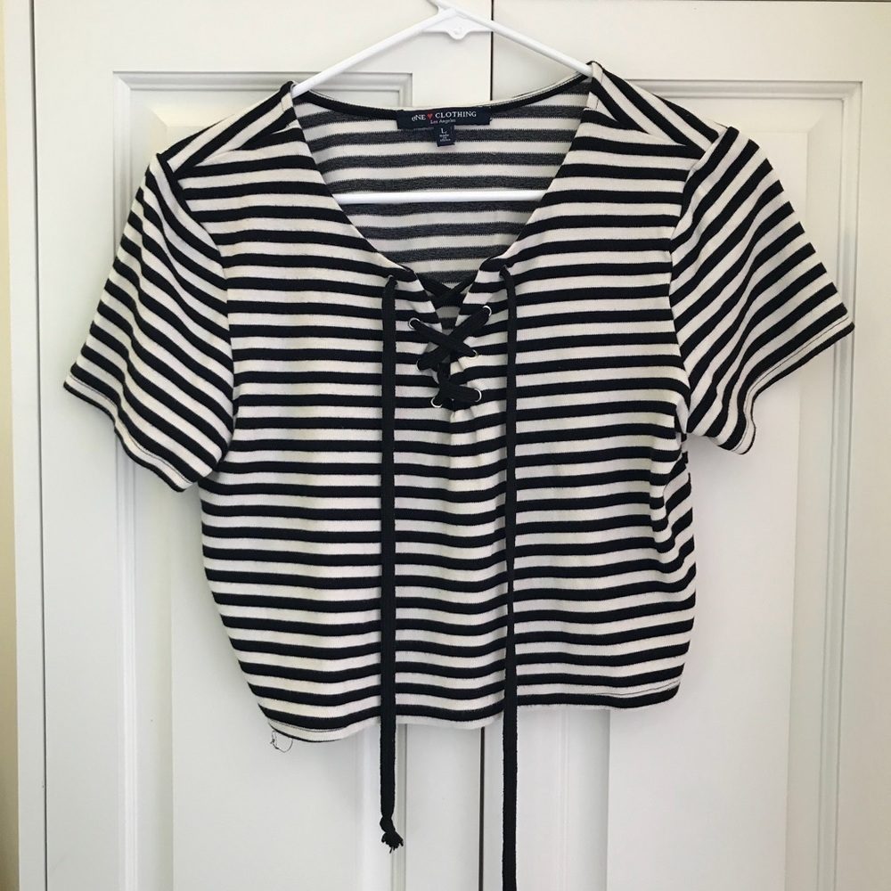 Black and White Stripped Crop Top size Large